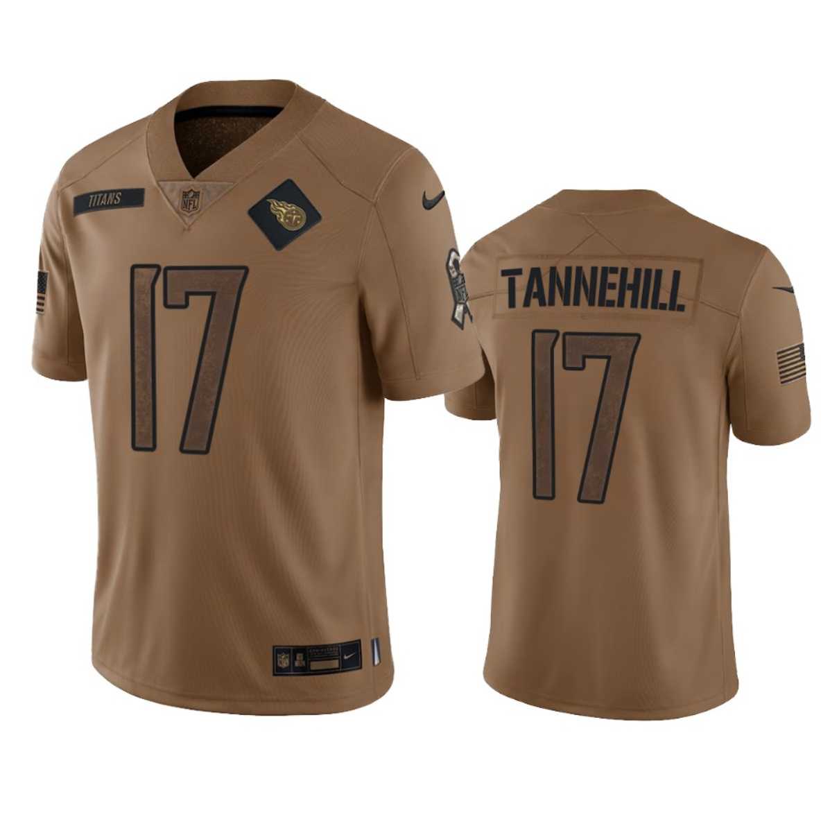 Mens Tennessee Titans #17 Ryan Tannehill 2023 Brown Salute To Service Limited Jersey Dyin
